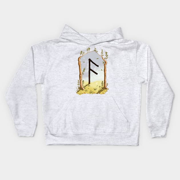 rune ansuz - magical symbol Kids Hoodie by Karolina Studena-art